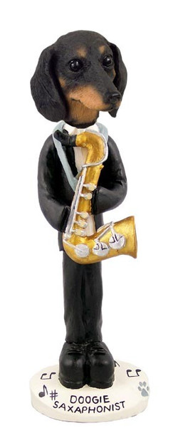 Black Dachshund Saxophonist Doogie Collectible Dog Figurine