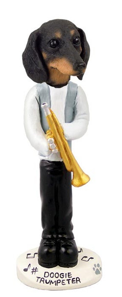 Black Dachshund Trumpeter Doogie Collectible Dog Figurine