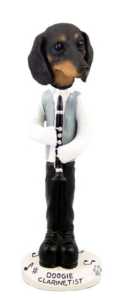 Black Dachshund Clarinetist Doogie Collectible Dog Figurine