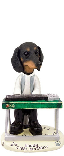 Black Dachshund Steel Guitarist Doogie Collectible Dog Figurine
