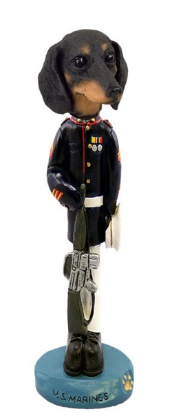 Black Dachshund U S Marines Doogie Collectible Dog Figurine