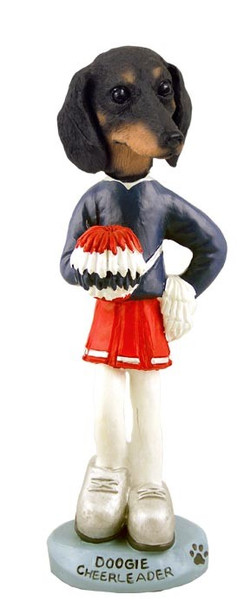 Black Dachshund Female Cheerleader Doogie Collectible Dog Figurine