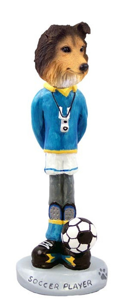 Sable Sheltie Soccer Doogie Collectible Dog Figurine