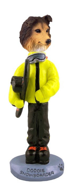 Sable Sheltie Snowboarder Doogie Collectible Dog Figurine