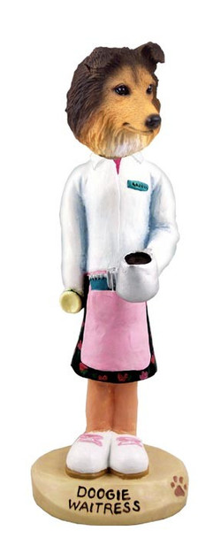 Sable Sheltie Waitress Doogie Collectible Dog Figurine