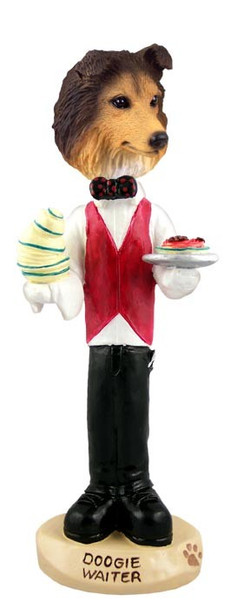 Sable Sheltie Waiter Doogie Collectible Dog Figurine