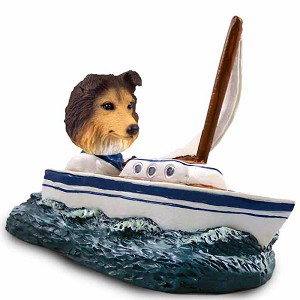 Sable Sheltie Sailboat Doogie Collectible Dog Figurine
