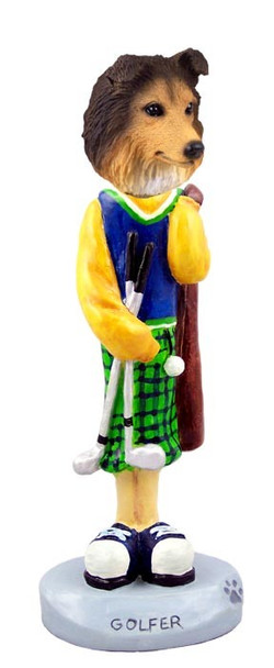 Sable Sheltie Golf Doogie Collectible Dog Figurine