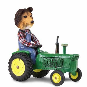 Sable Sheltie Tractor Doogie Collectible Dog Figurine