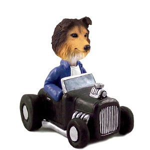 Sable Sheltie Hot Rod Doogie Collectible Dog Figurine