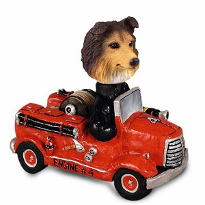 Sable Sheltie Fire Engine Doogie Collectible Dog Figurine