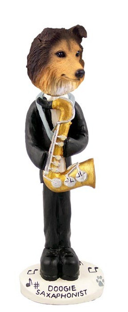Sable Sheltie Saxophonist Doogie Collectible Dog Figurine