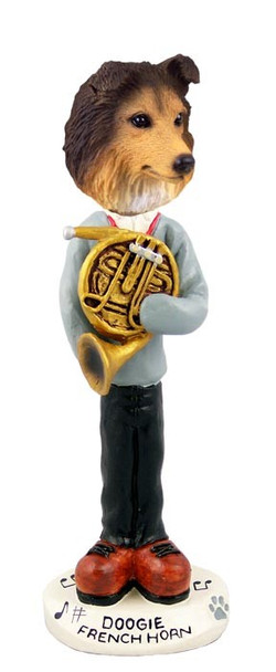 Sable Sheltie French Horn Doogie Collectible Dog Figurine