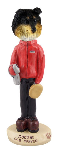 Tricolor Sheltie Cab Driver Doogie Collectible Dog Figurine