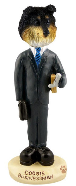Tricolor Sheltie Businessman Doogie Collectible Dog Figurine