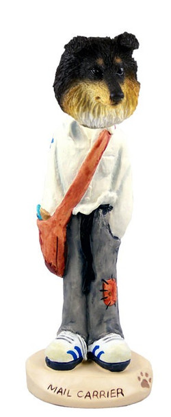 Tricolor Sheltie Mail Carrier Doogie Collectible Dog Figurine