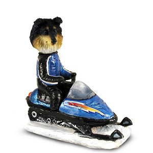 Tricolor Sheltie Snowmobile Doogie Collectible Dog Figurine