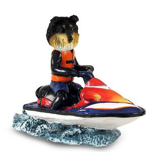 Tricolor Sheltie Jet Ski Doogie Collectible Dog Figurine