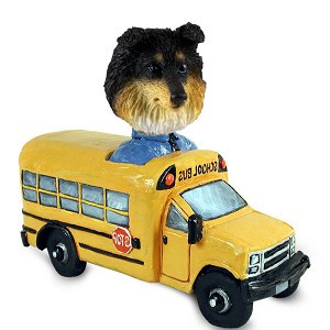 Tricolor Sheltie School Bus Doogie Collectible Dog Figurine