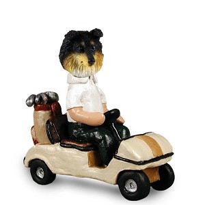 Tricolor Sheltie Golf Cart Doogie Collectible Dog Figurine