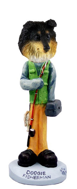 Tricolor Sheltie Fisherman Doogie Collectible Dog Figurine