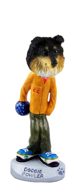 Tricolor Sheltie Bowler Doogie Collectible Dog Figurine
