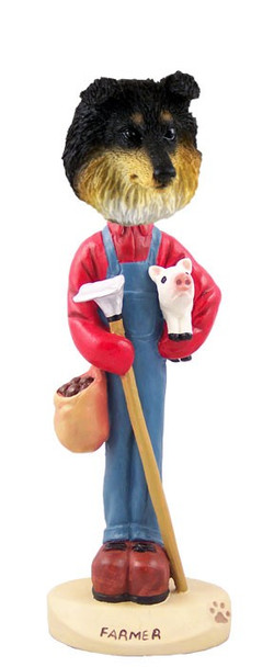 Tricolor Sheltie Farmer Doogie Collectible Dog Figurine