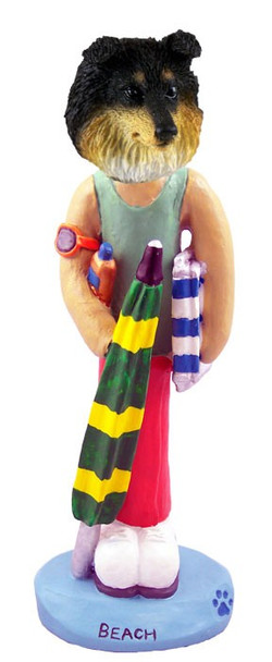 Tricolor Sheltie Beach Doogie Collectible Dog Figurine