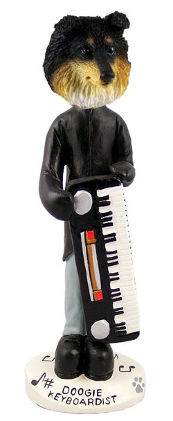 Tricolor Sheltie Keyboardist Doogie Collectible Dog Figurine
