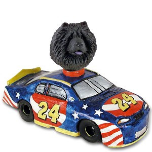 Black Chow Race Car Doogie Collectible Dog Figurine