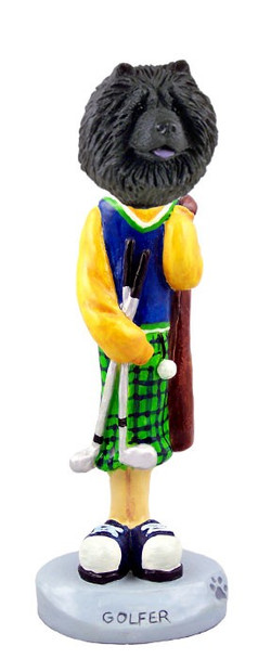 Black Chow Golf Doogie Collectible Dog Figurine
