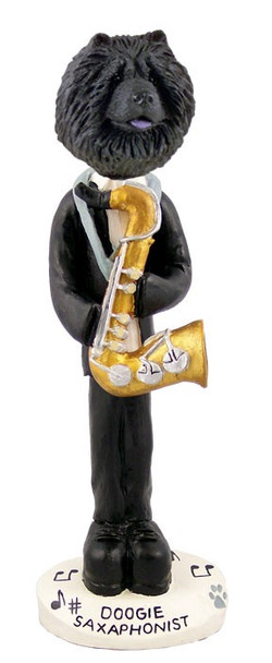 Black Chow Saxophonist Doogie Collectible Dog Figurine