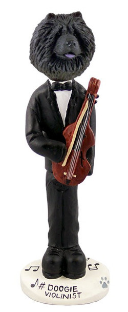 Black Chow Violinist Doogie Collectible Dog Figurine