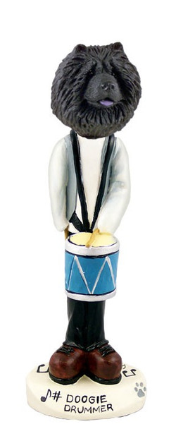 Black Chow Drummer Doogie Collectible Dog Figurine