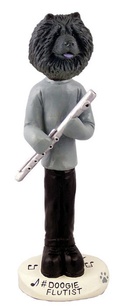 Black Chow Flutist Doogie Collectible Dog Figurine