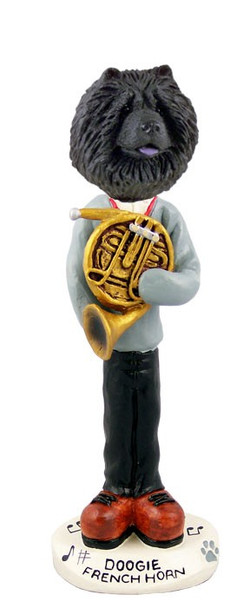 Black Chow French Horn Doogie Collectible Dog Figurine