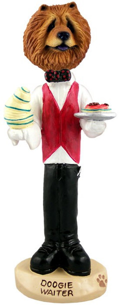 Red Chow Waiter Doogie Collectible Dog Figurine