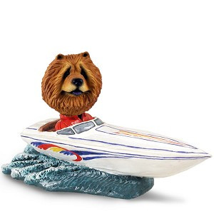 Red Chow Motorboat Doogie Collectible Dog Figurine