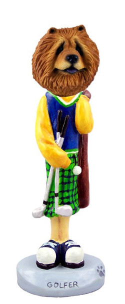Red Chow Golf Doogie Collectible Dog Figurine