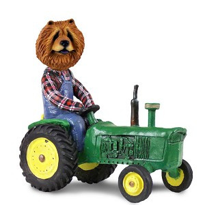Red Chow Tractor Doogie Collectible Dog Figurine