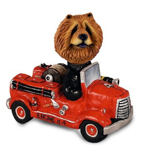 Red Chow Fire Engine Doogie Collectible Dog Figurine