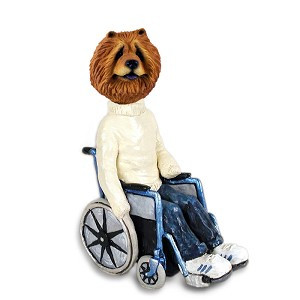 Red Chow Wheelchair Doogie Collectible Dog Figurine