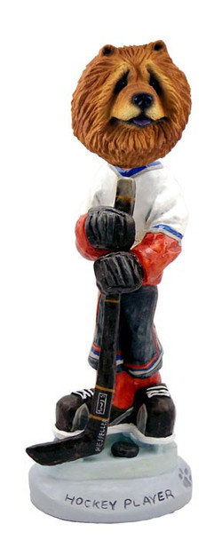 Red Chow Hockey Player Doogie Collectible Dog Figurine