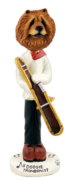 Red Chow Trombonist Doogie Collectible Dog Figurine