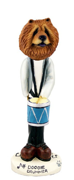 Red Chow Drummer Doogie Collectible Dog Figurine