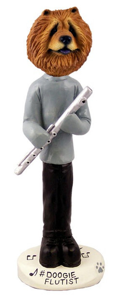 Red Chow Flutist Doogie Collectible Dog Figurine