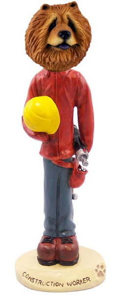 Red Chow Construction Worker Doogie Collectible Dog Figurine
