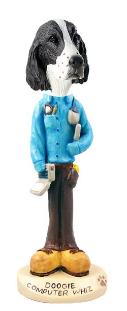 Liver Springer Spaniel Computer Whiz Doogie Collectible Dog Figurine