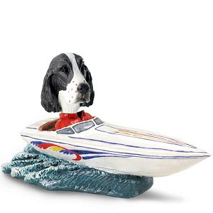 Liver Springer Spaniel Motorboat Doogie Collectible Dog Figurine