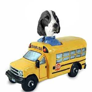 Liver Springer Spaniel School Bus Doogie Collectible Dog Figurine